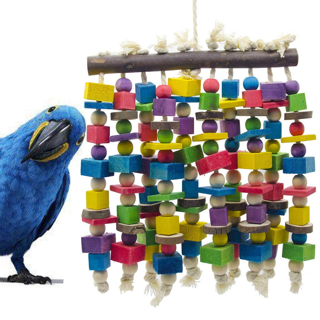 Deloky Large Bird Parrot Chewing Toy - Multicolored Natural Wooden Blocks Bird Parrot Tearing Toys Suggested for Large Macaws cokatoos,African Grey and a Variety of Amazon Parrots Colorful - PawsPlanet Australia