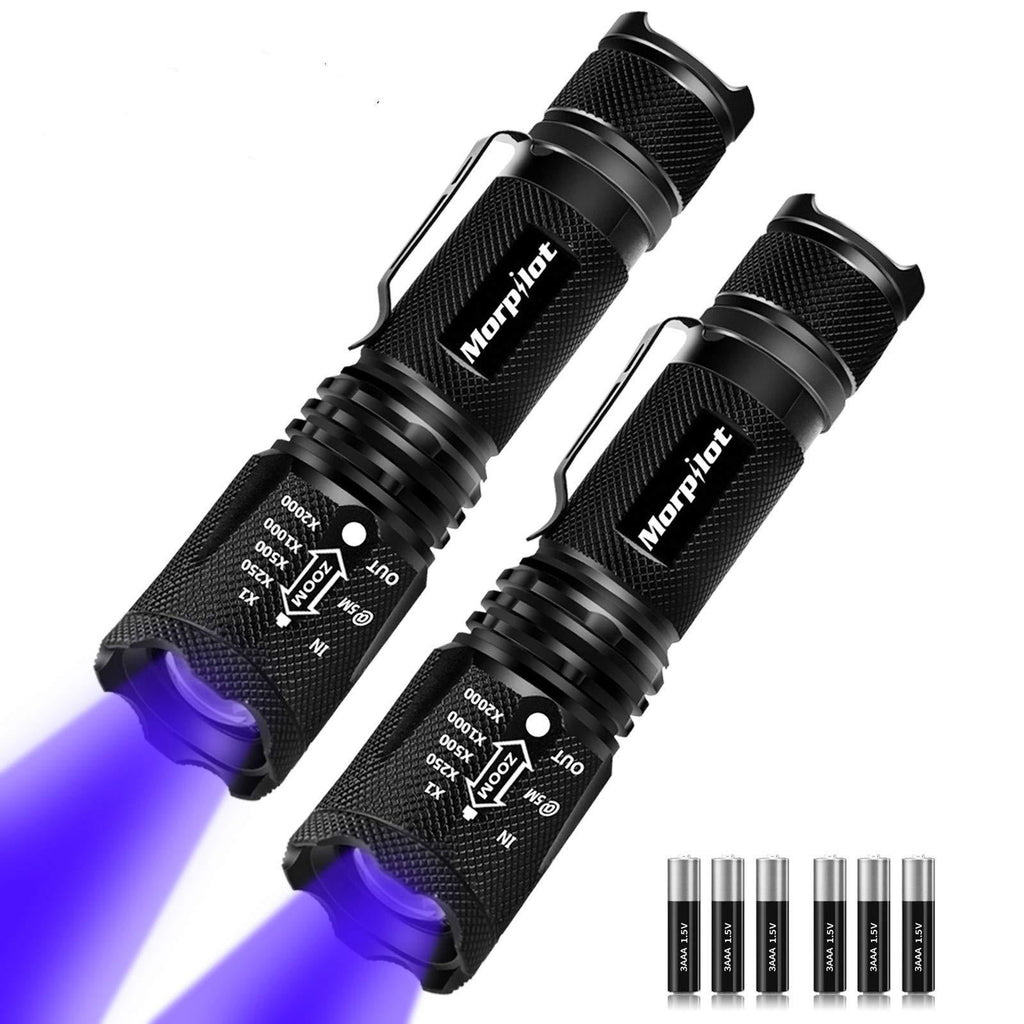 [Australia] - UV Flashlight with Batteries 2 Pack, 2 in 1 Black Light & Tactical Light Flashlight Mini Blacklight Urine Detector for Cats, Pet Stains, Bed Bugs, Scorpions 