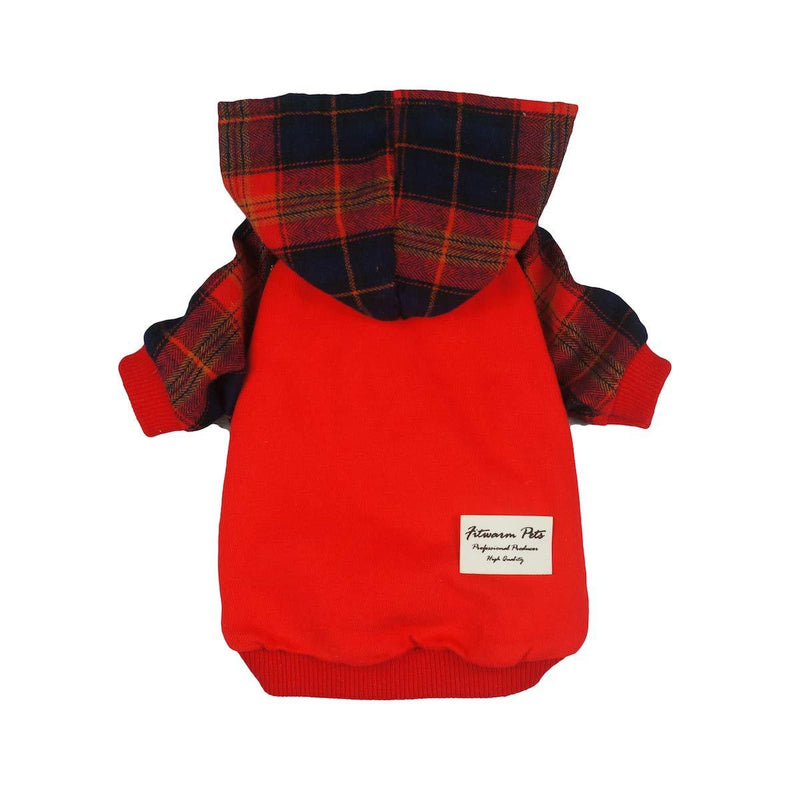 [Australia] - Fitwarm Plaid Pet Clothes for Dog Hoodies Cat Hooded T Shirts Red M 