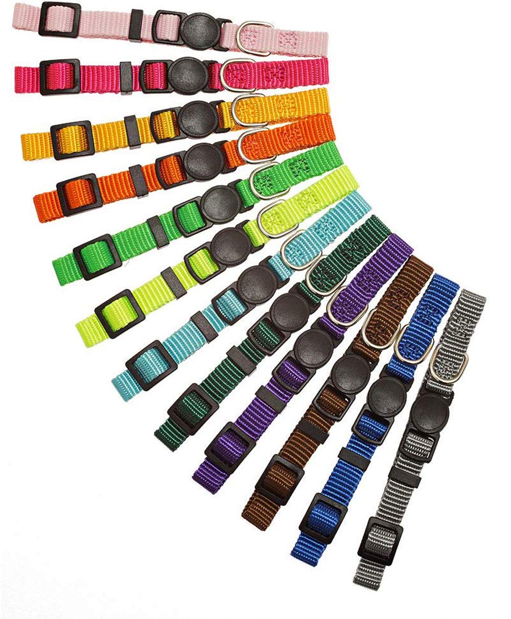 PUPTECK 12 Pack Soft Nylon Puppy ID Collar Adjustable Breakaway Whelping Litter Collars with Record Keeping Charts S Multi-colored - PawsPlanet Australia