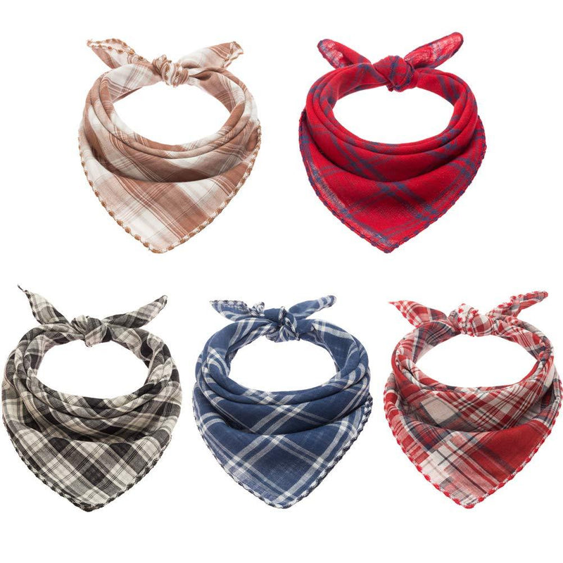 [Australia] - BINGPET Dog Bandana Classic Plaid 5 Pack Reversible & Washable Square Dog Kerchief Pet Triangle Scarf for Dogs 