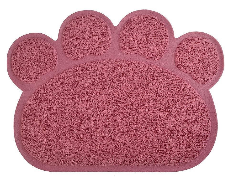 [Australia] - DM Paw-Shaped Large Cat Litter Box Mat,7 Colors Available,23.5x17.5 Inches Oldrose 