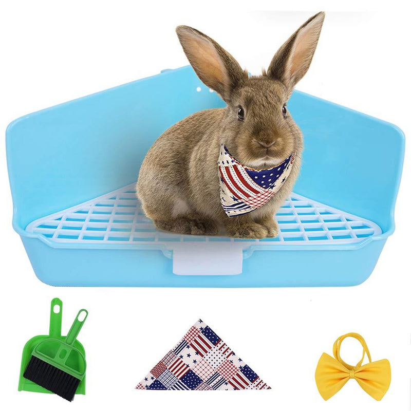 [Australia] - Humorous.P Rabbit Litter Small Animal Litter Potty Trainer Corner Box Toilet Triangle-Sky Blue 