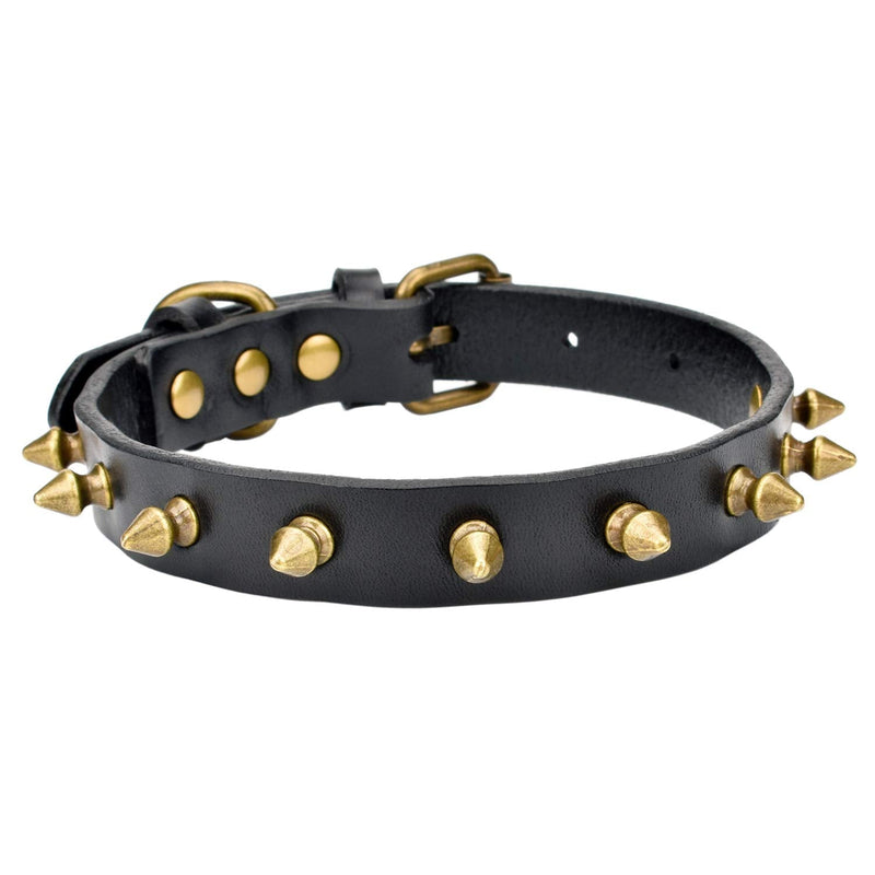 Aolove Basic Classic Adjustable Genuine Cow Leather Pet Collars for Cats Puppy Dogs Small / Neck 7.8"-10.2" A-Black - PawsPlanet Australia
