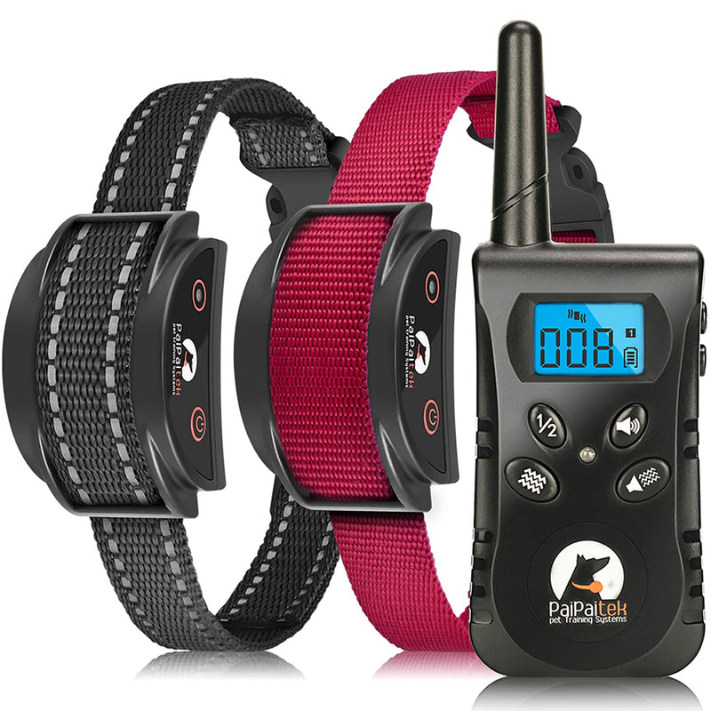 Paipaitek No Shock Dog Training Collar, No Prongs & Waterproof Humane Vibration Collar for Dogs, Rechargeable & Up to 1600Ft Remote Range Black&Red - PawsPlanet Australia