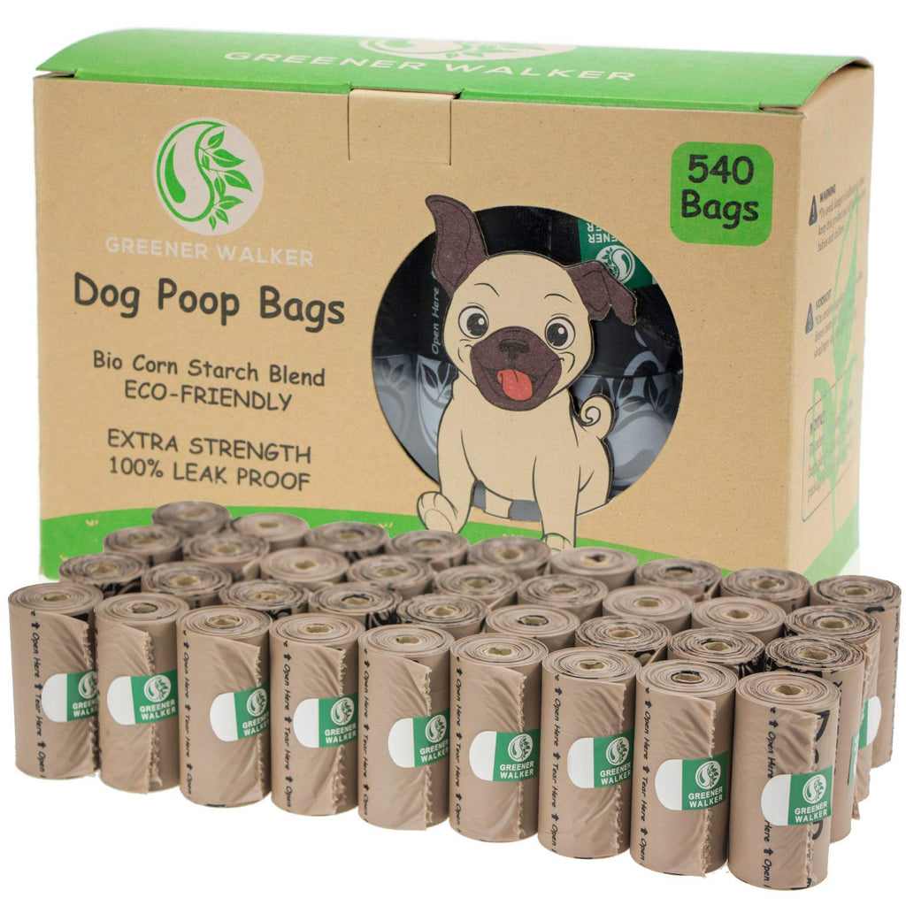 Greener Walker Poop Bags for Dog Waste-540 Bags,Extra Thick Strong 100% Leak Proof Biodegradable Dog Waste Bags Brown - PawsPlanet Australia