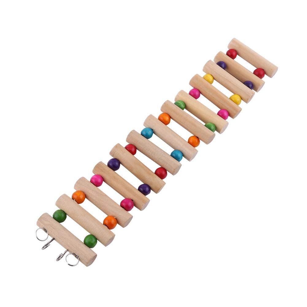 HEEPDD Parrot Ladder, Wooden Ladder with Colorful Beads Steps Climbing Bridge Bird Cage Play Toy for Conure Parakeet Budgie Cockatiels Lovebirds 13Steps L - PawsPlanet Australia