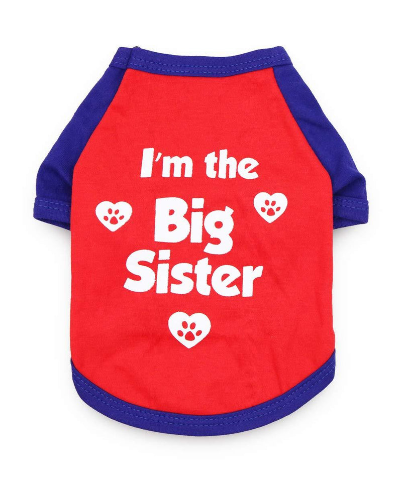 DroolingDog Dog Big Sister Tee Shirts for Small Dogs Small (Neck: 11'' Chest: 16.1'') Red - PawsPlanet Australia