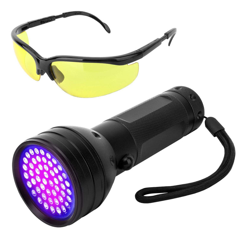 [Australia] - VavoPaw UV Blacklight Flashlight, 51 LED Ultraviolet 397nm UV Hand-held Pet Urine Currency Detector Stains Bed Bug Detective Torch UV Protecting Glasses Included - Black 