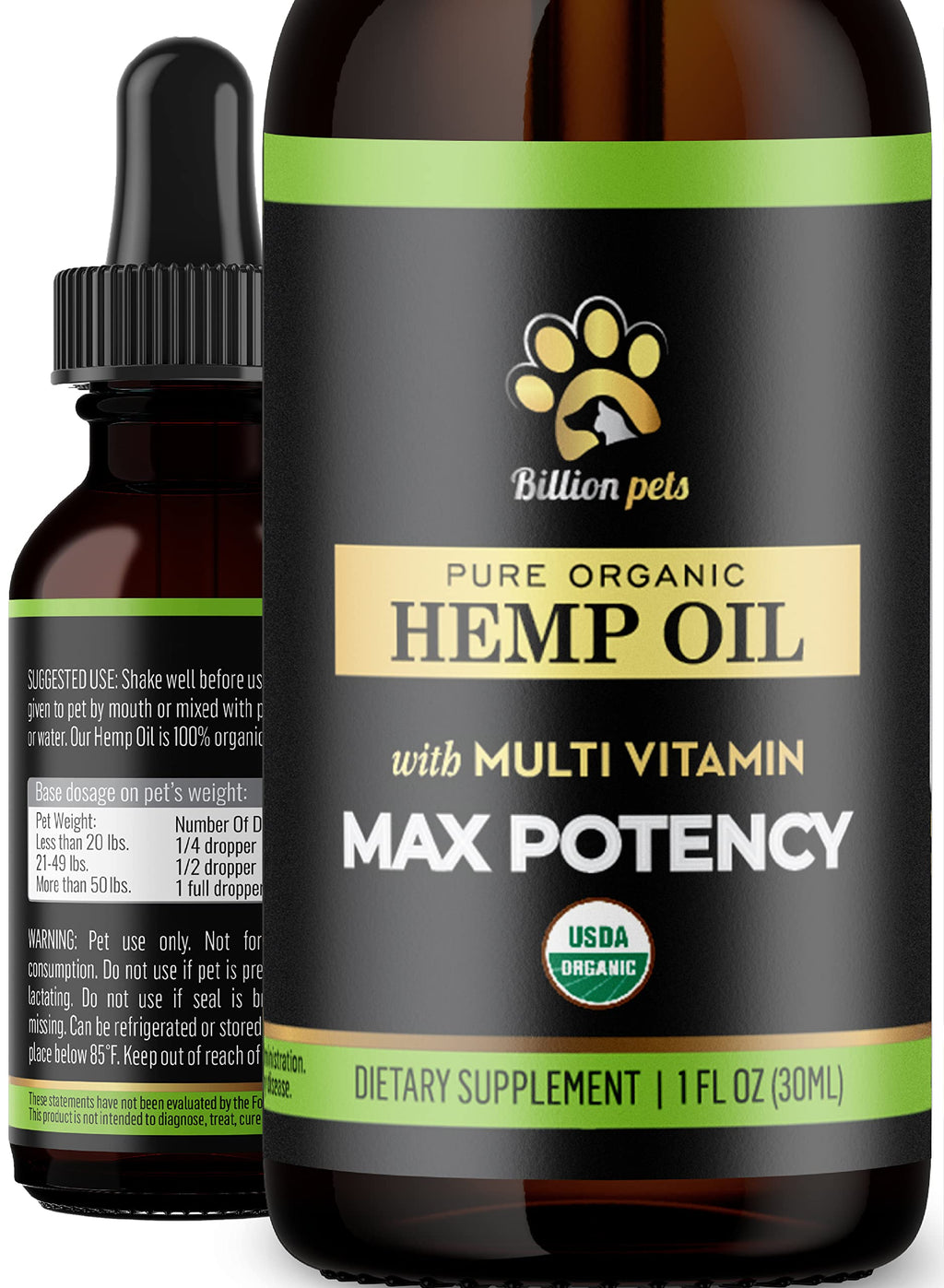 Billion Pets - Hemp Oil for Dogs and Cats - Hemp Oil Drops with Omega Fatty Acids - Hip and Joint Support and Skin Health - Anxiety and Stress - Pain - PawsPlanet Australia