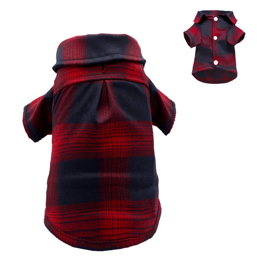 [Australia] - SILD Pet Dog Clothes Plaid Polo Dog Cat Shirt for Small Medium Dogs Lapel Vests Adorable Puppy Dog Appeal S Red 