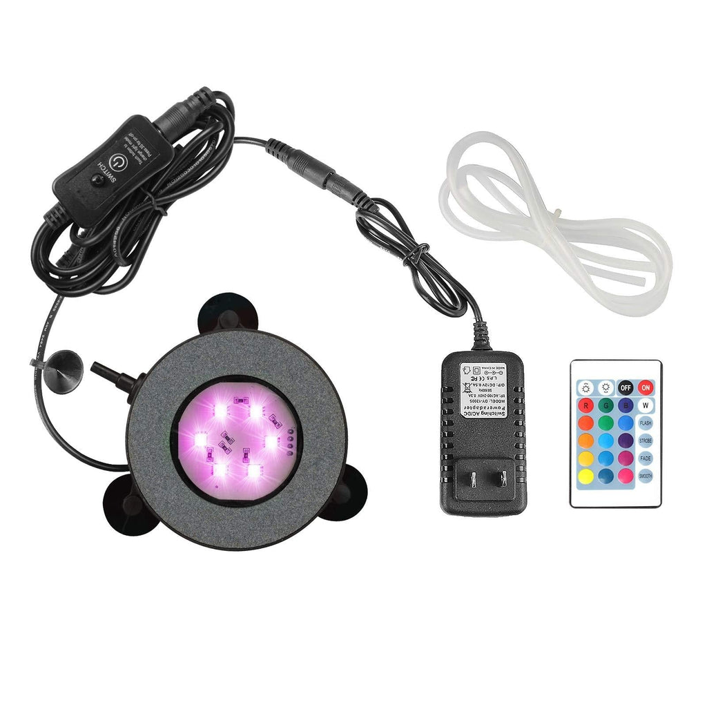 [Australia] - eoere Aquarium Air Stone 6 RGB LED Light Color Bubble Diffuser Disk for Fish Tank Remote Controller 