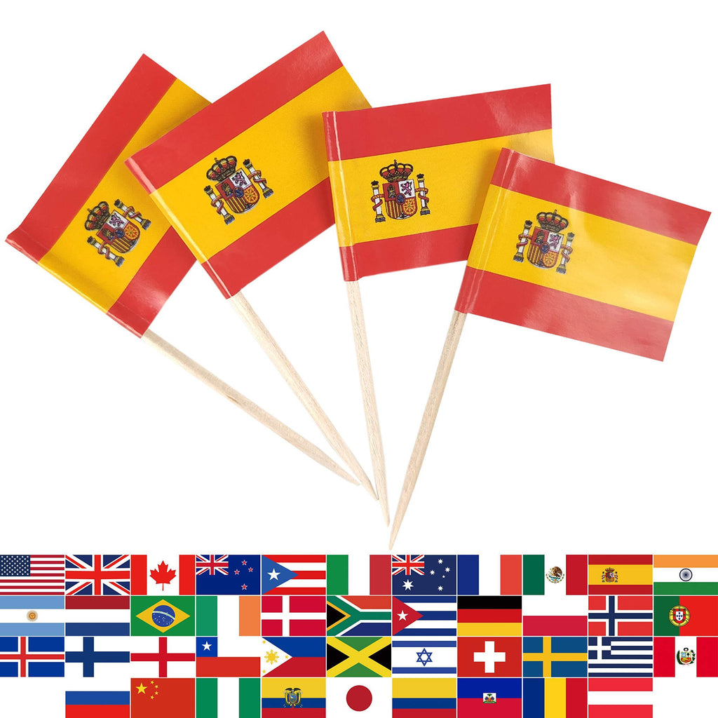 JBCD 100 Pcs Spain Flag Toothpicks Spanish Cupcake Toppers Flags, Spain Cake Topper Flag Pick Sticks - PawsPlanet Australia