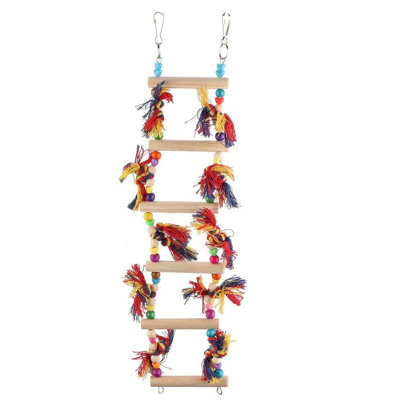 [Australia] - HEEPDD Parrot Hanging Ladder Toys, Bird Nature Wood Chewing Playthings Parakeets Conures Hanging Swinging Standing Perch Cage Accessory for Small and Medium-Sized Parrots 