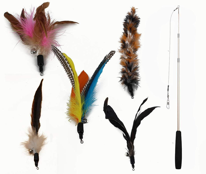 [Australia] - Homewinner Cat Toy Feather Wand with Natural Feathers and Colorful Small Bell are Guaranteed to Drive Your Cat Wild. 38.5“ 