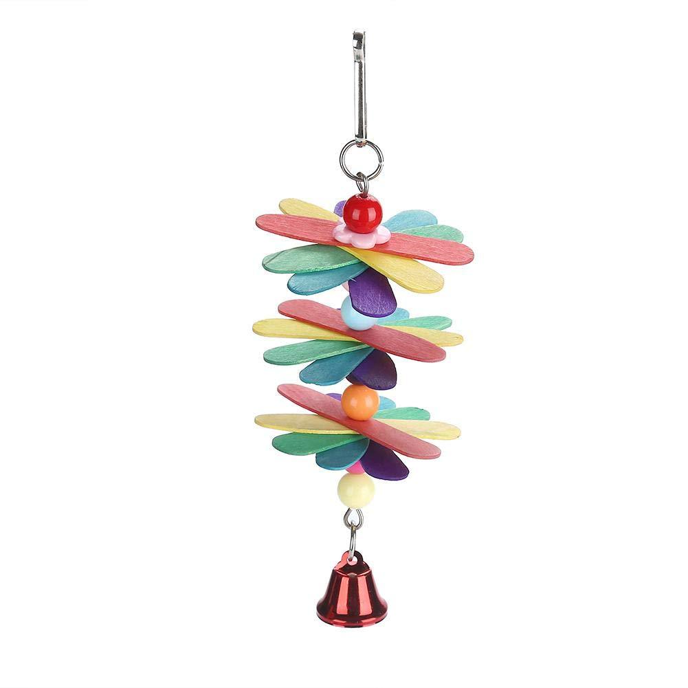 [Australia] - HEEPDD Parrot Hanging Chewing Toys, Pet Bird Colorful Beads Bell Toys Wood Chip Swing Cage Accessory for Small Parrots Parakeets Conures Macaws Cockatiels Love Birds 