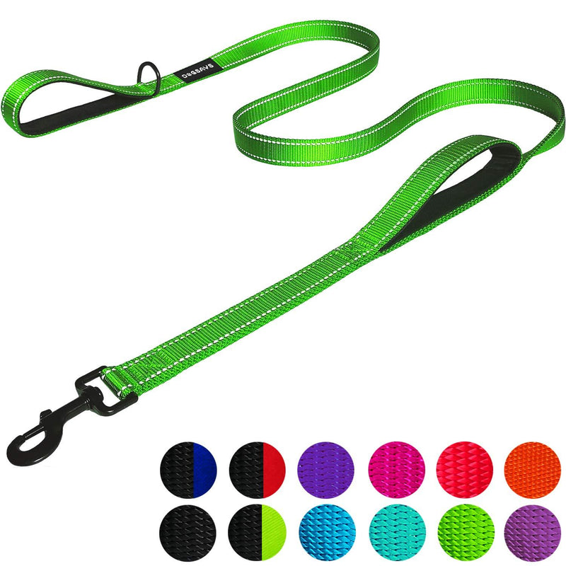 [Australia] - DOGSAYS Dog Leash 6ft Long - Traffic Padded Two Handle - Heavy Duty - Double Handles Lead for Training Control - 2 Handle Leashes for Large Dogs or Medium Dogs - Reflective Pet Leash Dual Handle Light Green 