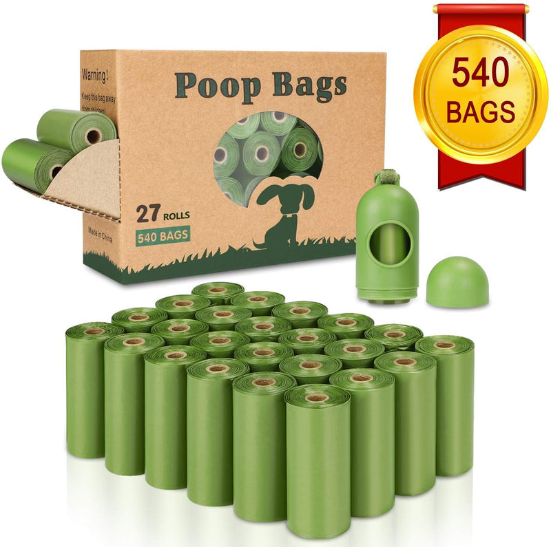 [Australia] - Yingdelai 540 Counts Dog Poop Bag - Biodegradable Dog Waste Bags with 1 Dispenser, Large Pet Waste Bags for Doggy (Scented) Green 