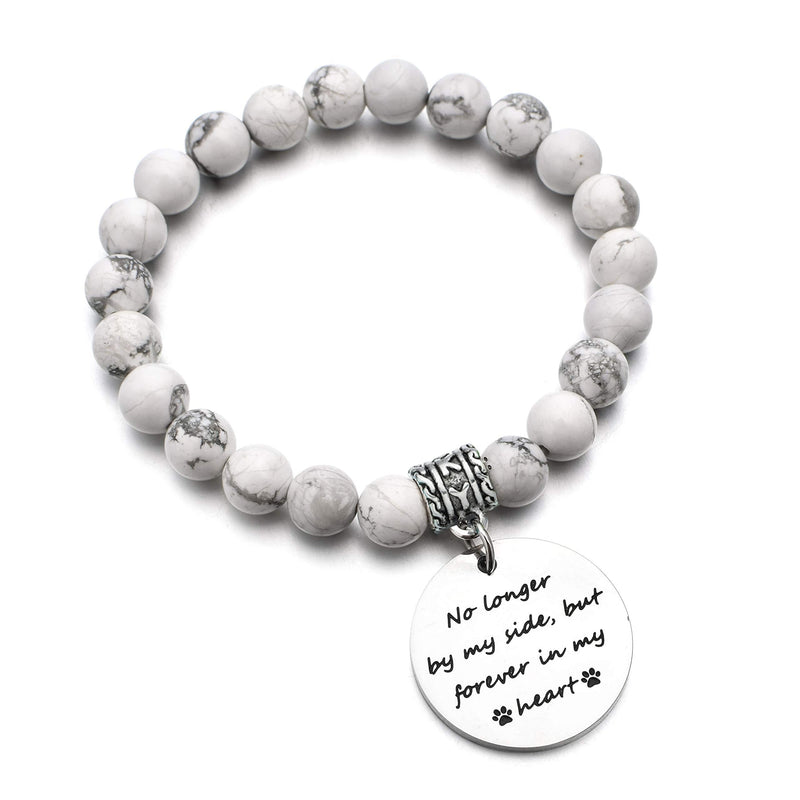 [Australia] - DYJELWD Pet Memorial Jewelry Natural Beads Stretch Bracelet Loss of Dog Cat Paw Print Charm Bracelet for Women Pet memorial bracelet 