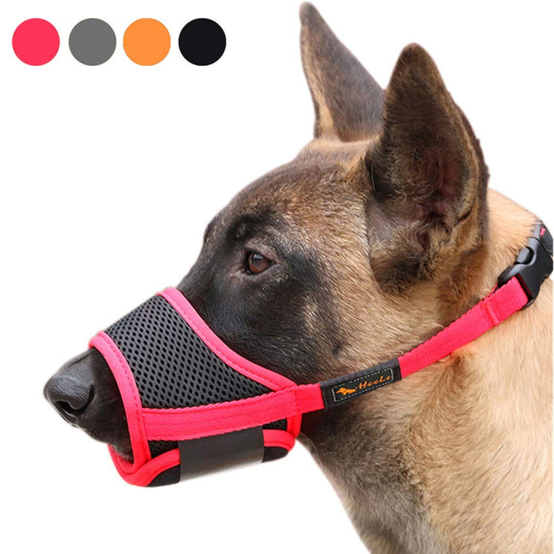 [Australia] - Heele Dog Muzzle Nylon Soft Muzzle Anti-Biting Barking Secure，Mesh Breathable Pets Mouth Cover for Small Medium Large Dogs 4 Colors 4 Sizes Red 