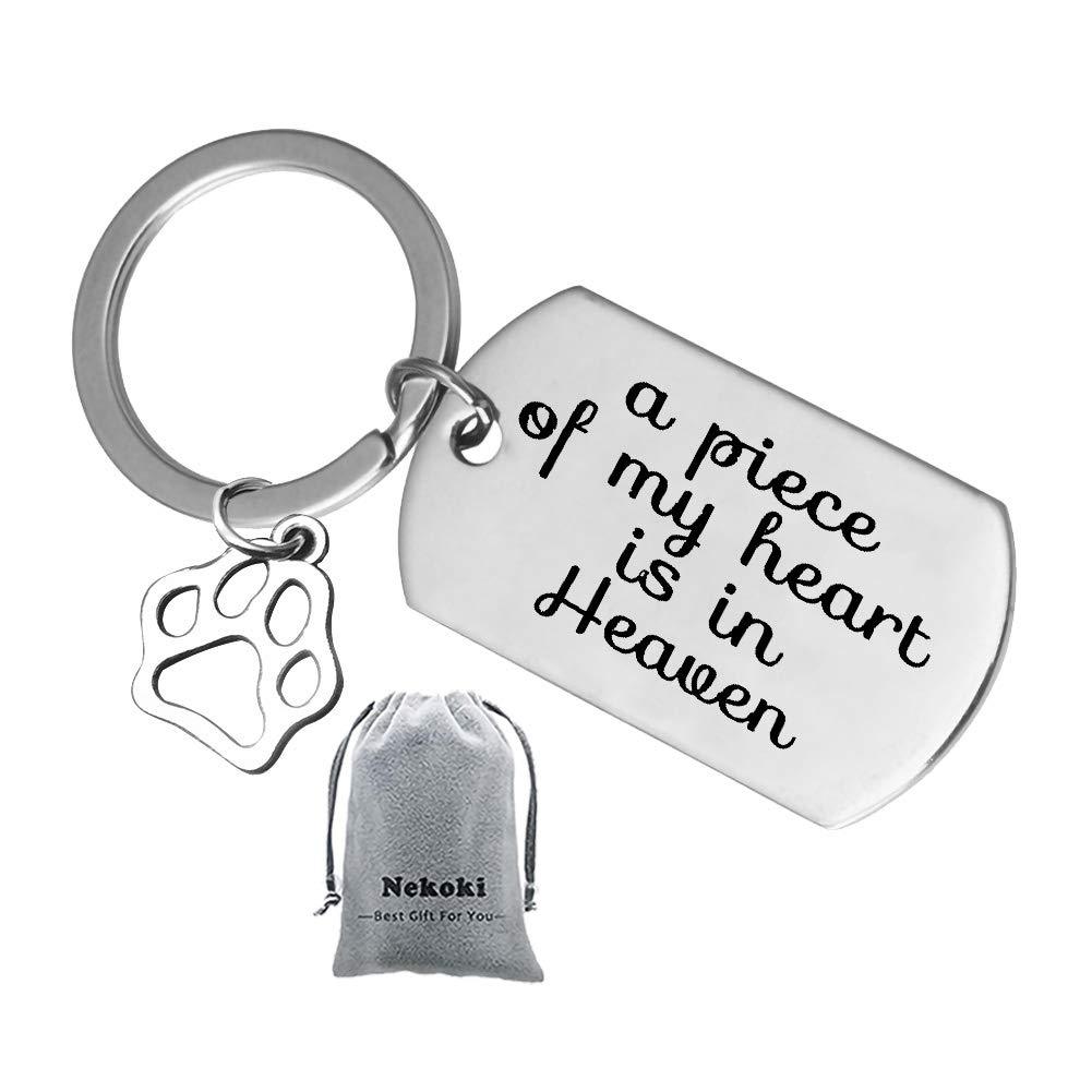[Australia] - Loss of Pet Keychain- A Piece of My Heart is in Heaven in Memory of My Dog Paw Keychain Key Ring Pet Sympathy Pet Loss Gift Family Dog Family pet Keychain for Pet, Dog Keychain 