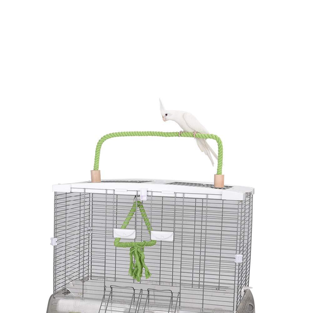 [Australia] - QBLEEV Bird Cage Rope Stands Parrot Perches Swing Toys Play Set Birdcage Playground Play Gym Accessories for Parakeet Cockatiels Lovebirds Conures African Grey(Cage not Included) Green Color 