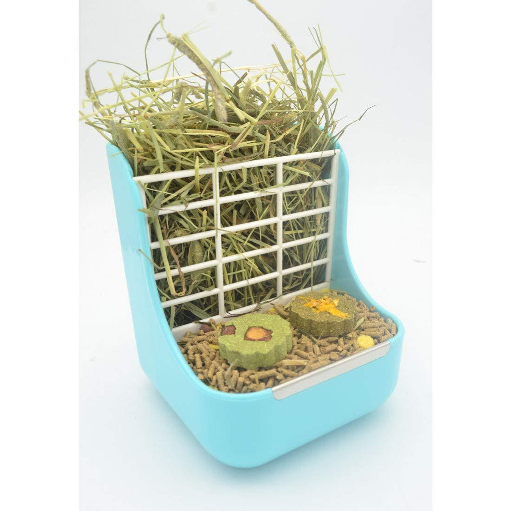 SunshineBio Hay Food Bin Feeder, Hay and Food Feeder Bowls Manger Rack for Rabbit Guinea Pig Chinchilla and Other Small Animals Blue - PawsPlanet Australia