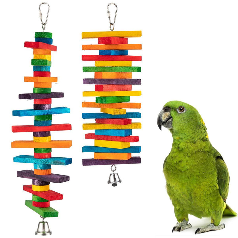 [Australia] - MEWTOGO 2Pcs Bird Parrot Chewing Sticks Toys- Multicolored Natural Wooden Blocks Suggested for Conures, Parakeets, Cockatiels, Lovebirds, African Grey and a Variety of Amazon Parrots 