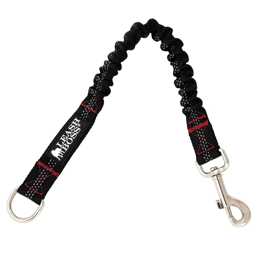 [Australia] - Leashboss Bungee Leash Extension - 18" Shock Absorbing Lead Extender 18 Inch Black Reflective 