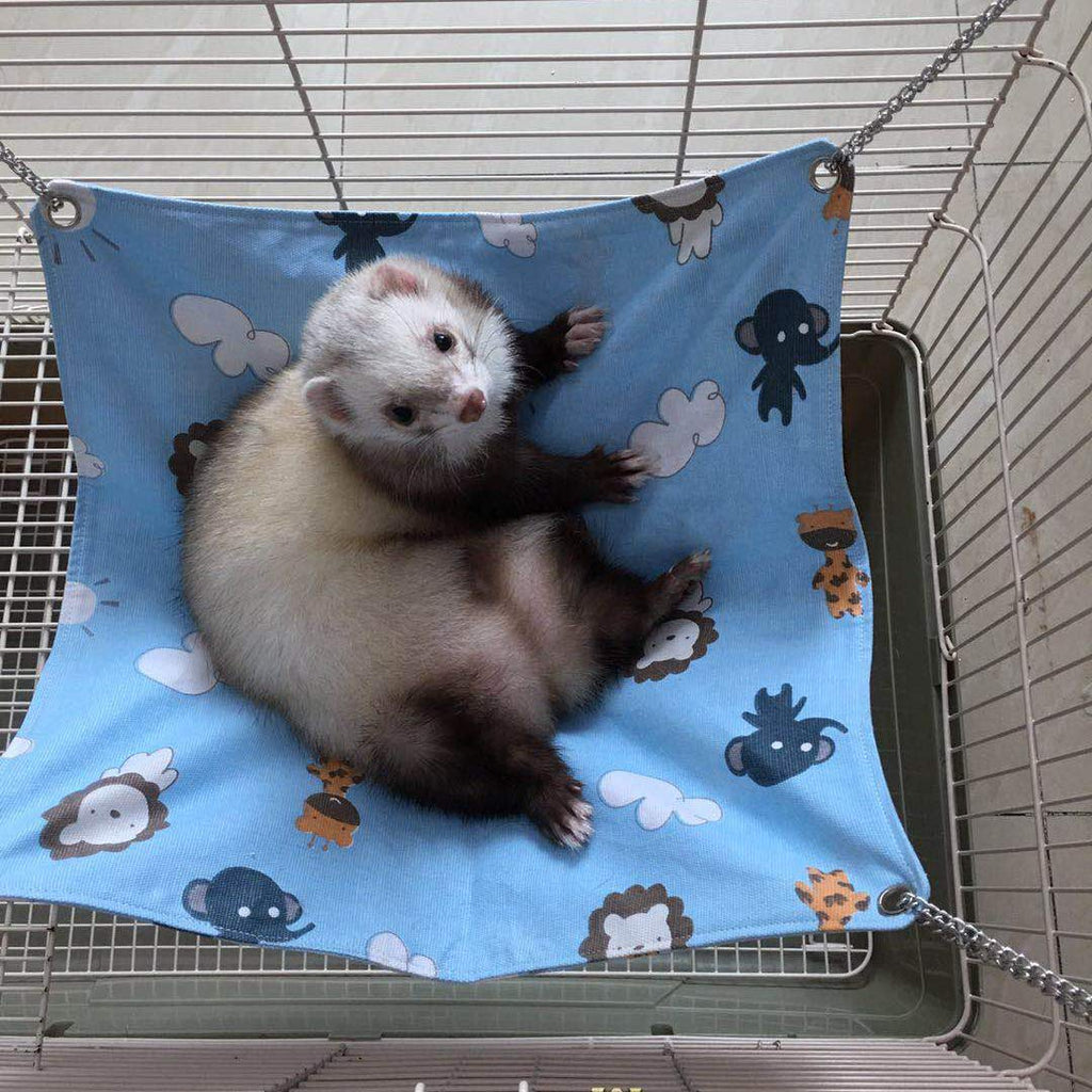Ferret Cat Hammock Bed for Cage 100% Handmade Pet Canvas Hammocks for Small Animals, Kitten, Guinea Pig, Bunny, Rabbit, Rat Comfortable Hanging Bed, Soft Sleepy Mat Pad for Sleeping and Resting Blue - PawsPlanet Australia