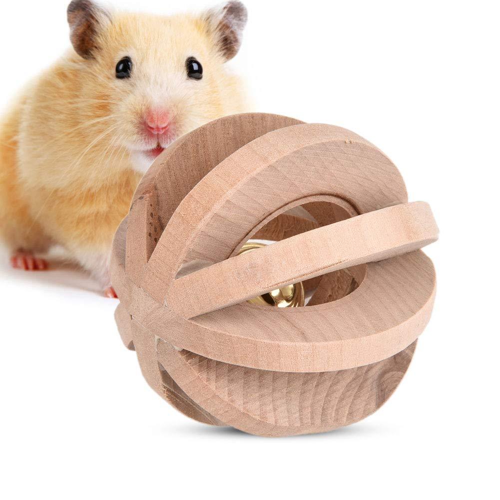 Pet Wooden Chew Ball Hamsters Chew Toys Pet Teeth Chewing Toy Ball with Ringing Bell for Rabbits, Guinea Pigs, Hamsters and Other Small Animals - PawsPlanet Australia