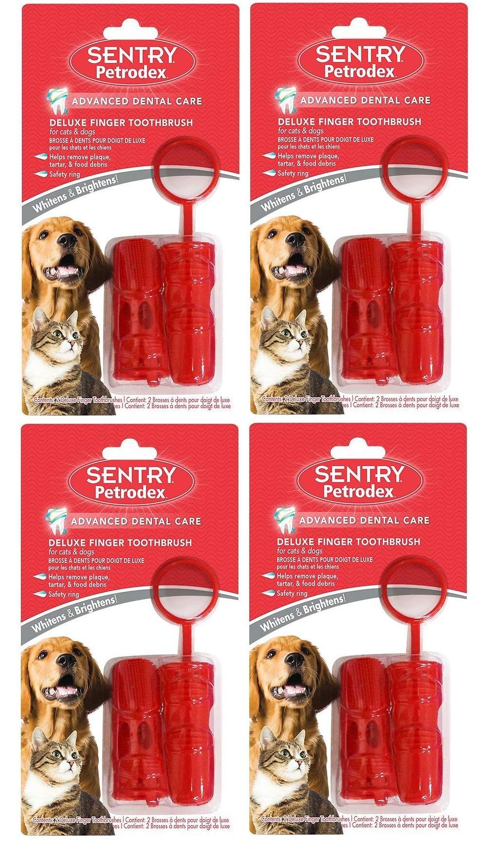 Sentry Petrodex Deluxe Finger Toothbrush for Cats & Dogs 2 Count - Pack of 4 - PawsPlanet Australia