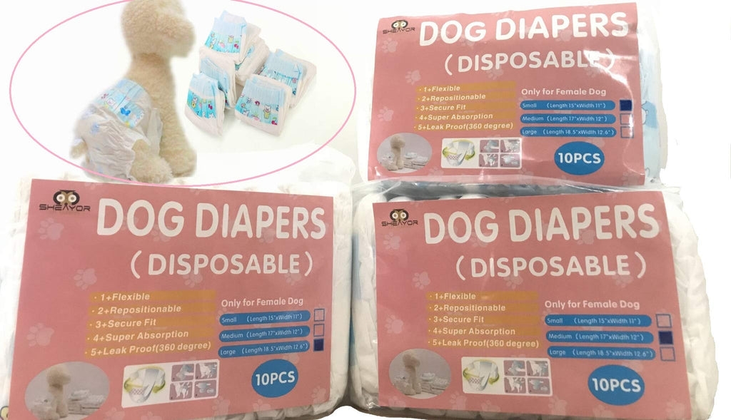 [Australia] - Sheayor Dog Diapers Dog Disposable Diapers Female Dog Wrap Absorbent Wraps Small Medium Large Dog Dry Cover Pad for Pet Large(18.5"x12.6") 