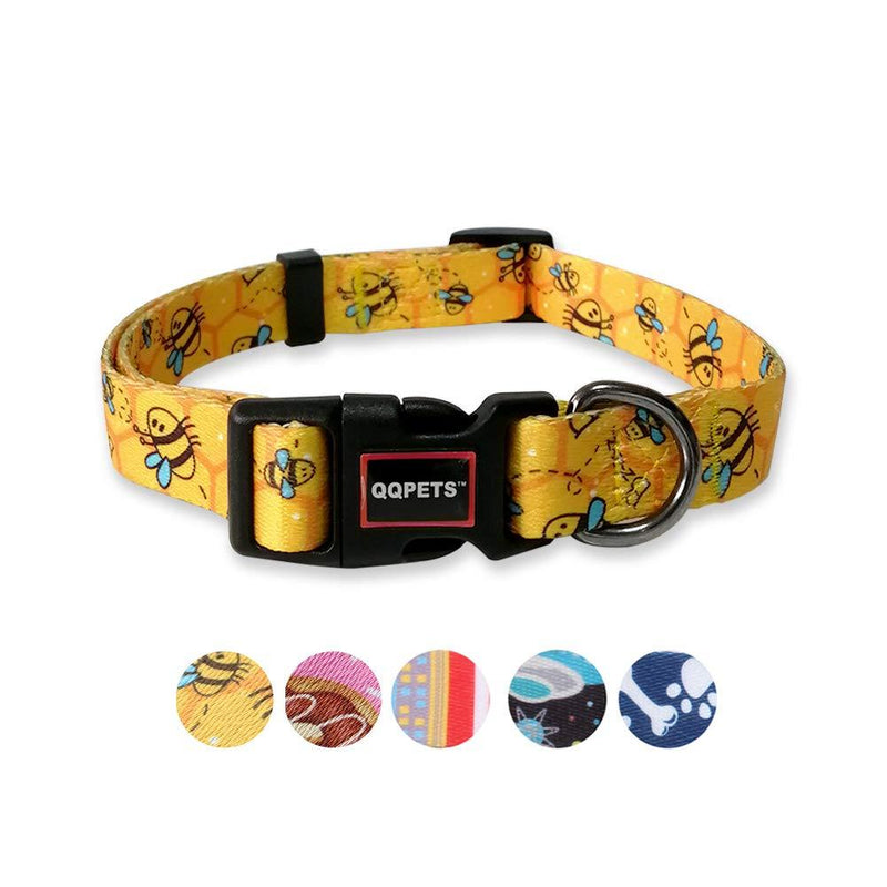[Australia] - QQPETS Dog Collar Personalized Soft Comfortable Adjustable Collars for Small Medium Large Dogs Outdoor Training Walking Running S Yellow Bee 