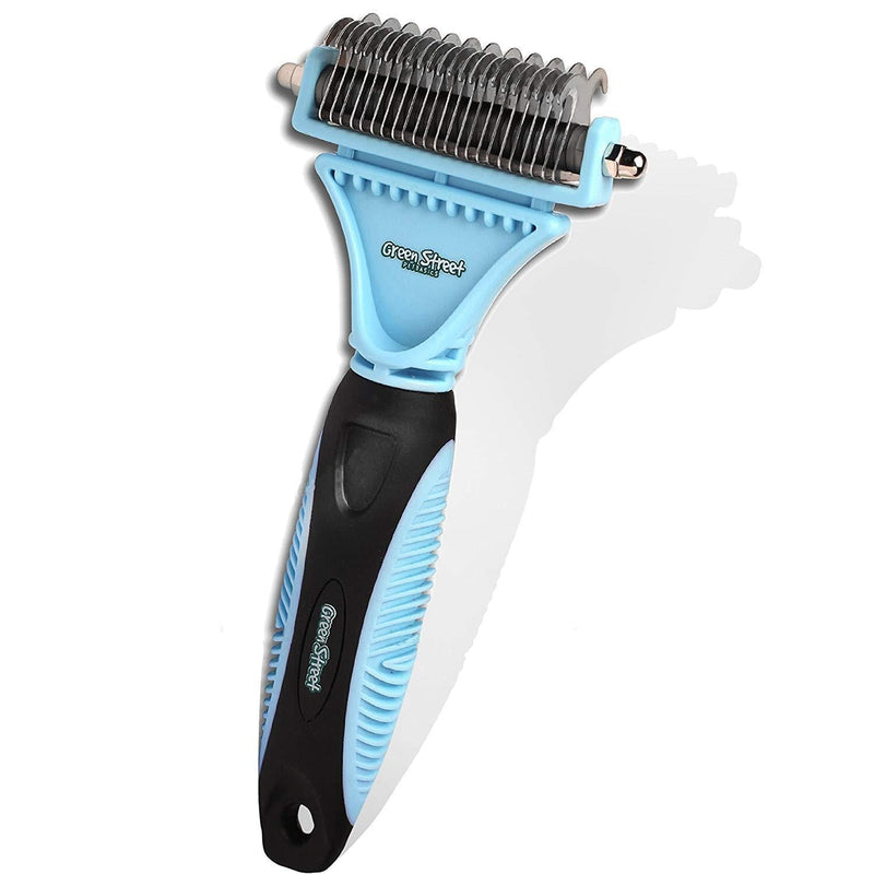 [Australia] - Green Street Pet Grooming Comb - with 2 Sided Professional Grooming Rake for Cats & Dogs - Safe Dematting Comb for Easy Mats & Tangles Removing - No More Nasty Mats and Flying Hair 