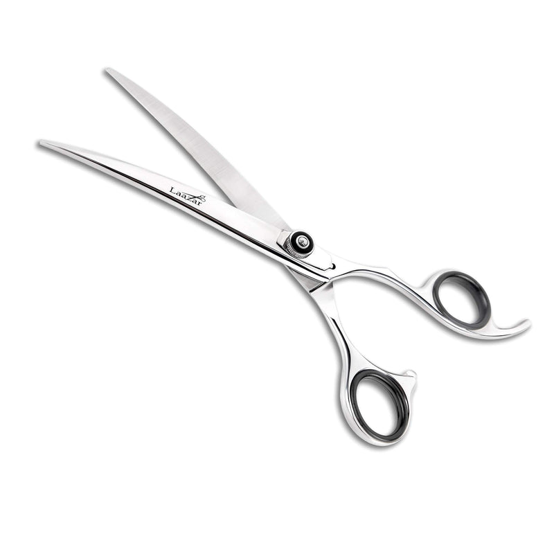 Laazar Professional Shears for Dogs and Cats Leather case Included | Adjustable Pet Grooming Scissors | Hand-Forged 440C Japanese Stainless Steel | Groomers Tool for Men and Woman Curved Scissors - PawsPlanet Australia