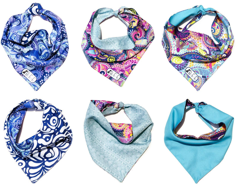 [Australia] - B&F 3 Pack Reversible Dog Bandana 3 Pieces - 6 Looks, Machine Washable Handmade pet Accessories. Scarves for Small, Medium,and Large Dogs. Mod. Paisley 