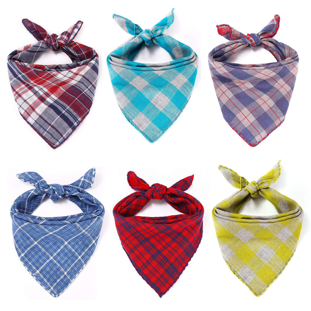 Freewindo Dog Bandana Set, 6PCS Reversible Plaid Dog Bandanas, Washable Dog Accessories for Small Medium Large Dogs and Adult Cats - PawsPlanet Australia