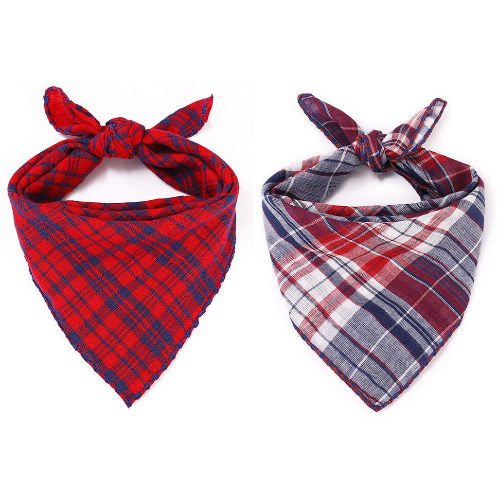 Freewindo Dog Bandana Set, 2PCS Reversible Plaid Dog Bandanas, Washable Dog Accessories for Small Medium Large Dogs and Adult Cats - PawsPlanet Australia