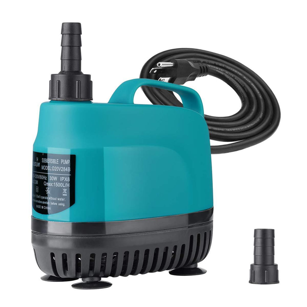 KEDSUM 1060GPH Submersible Water Pump(4000L/H, 80W), Ultra Quiet Submersible Pump with 11.5ft High Lift, Aquarium Pump with 5.9ft Power Cord, 3 Nozzles for Fountain, Pond, Fish Tank 400 GPH - PawsPlanet Australia