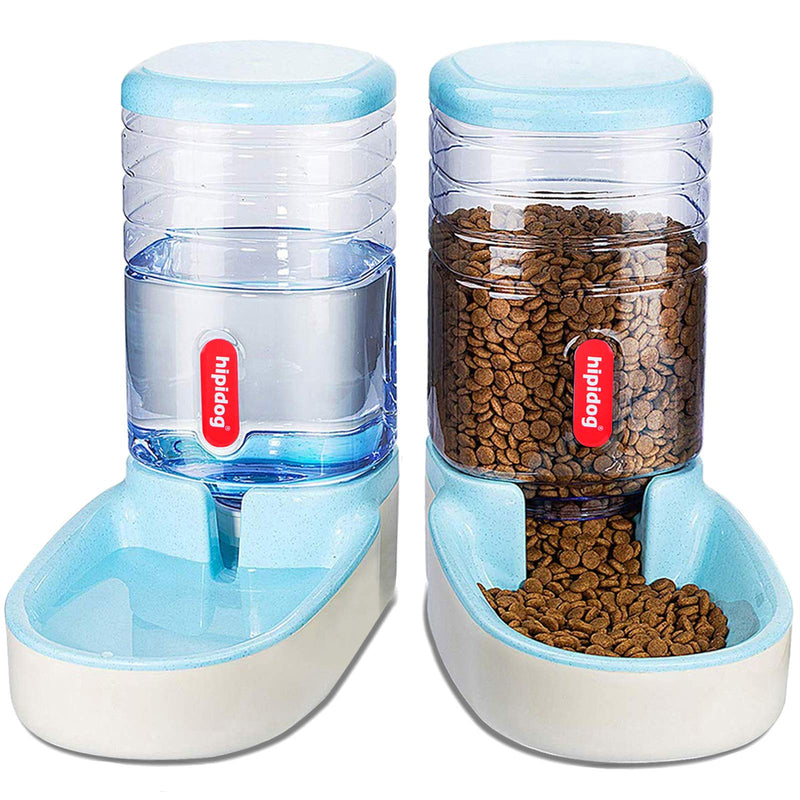 Lucky-M Pets Automatic Feeder and Waterer Set,Dogs Cats Food Feeder and Water Dispenser 3.8L,2 in 1 Cat Food Water Dispensers for Small Medium Big Pets (Blue) Blue - PawsPlanet Australia