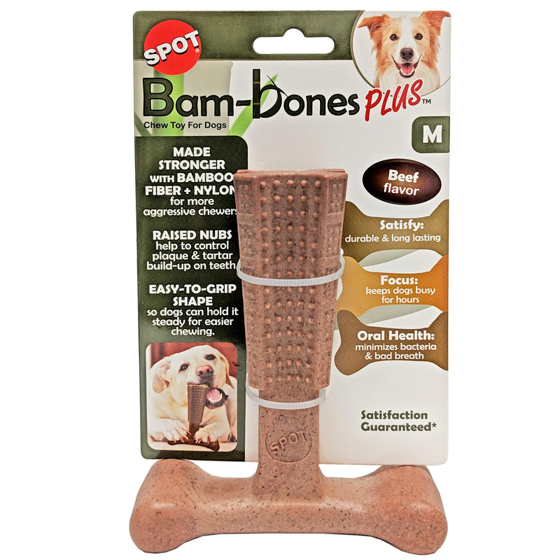 [Australia] - SPOT Bambone Plus Chew Toy for Dogs Beef 6" 