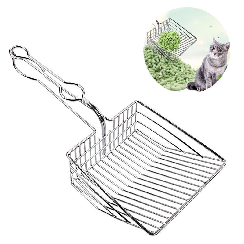 [Australia] - UMIRNI Cat Litter Scooper All Heavy Duty Solid Metal End-to-End with Core Non Stick Scoop Sifter with Deep Shovel and Ergonomic Handle-Silver 