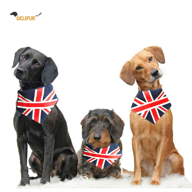 Delifur Union Flag Dog Bandana Adjustable Union Jack Accessories Decoration for Small Dogs Cats L - PawsPlanet Australia