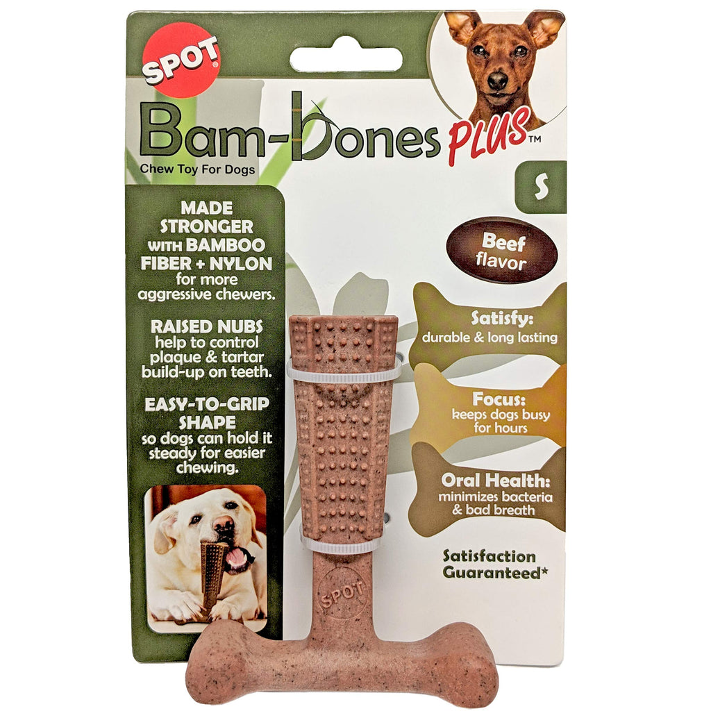 [Australia] - SPOT Bambone Plus Chew Toy for Dogs Beef 4" 