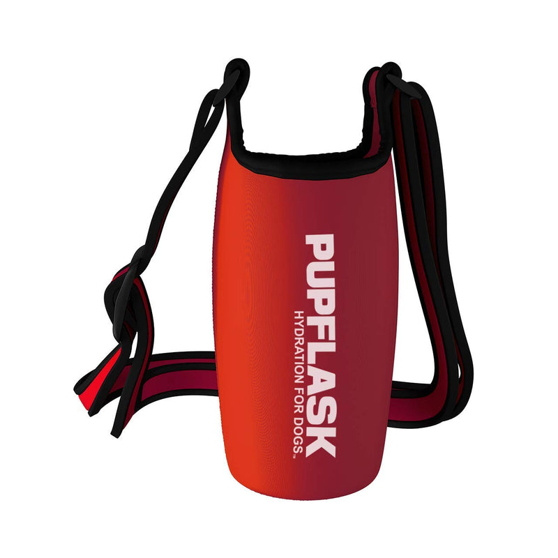 Tuff Pupper PupFlask Insulated Neoprene Dog Water Bottle Holder Sling with Wide Adjustable Shoulder Strap, Great for Travel, Walking, Hiking, Portable Pet Water Bottle Holder 27 OZ Crimson Red - PawsPlanet Australia