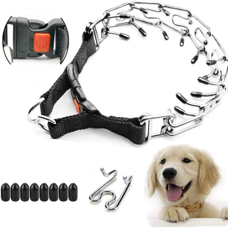 Supet Dog Prong Collar, Adjustable Dog Training Collar with Buckle for Small Medium Large Dogs(Packed with One Extra Links) L (Neck: 18"--20'' Weight: around 70 lbs) Metallic - PawsPlanet Australia