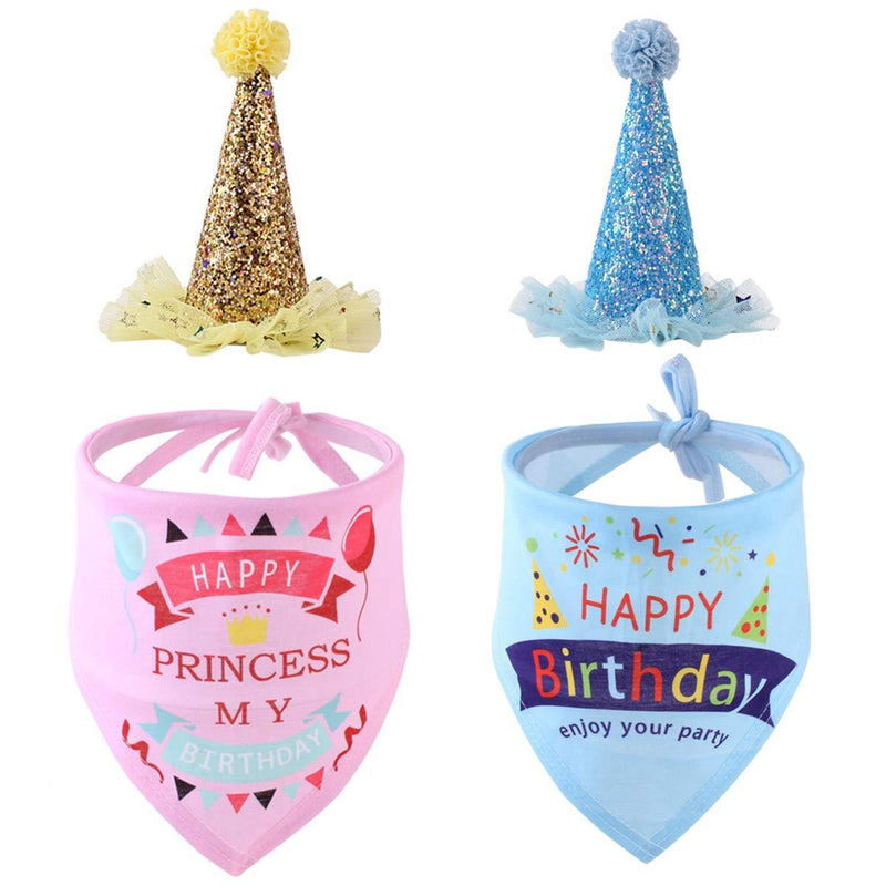 [Australia] - Eurobuy Pet Birthday Hat & Bandana Scarf Set for Dog Puppy Birthday Party Supplies, Great Dog Birthday Outfit and Decoration Set (Color : Pink+Blue) 