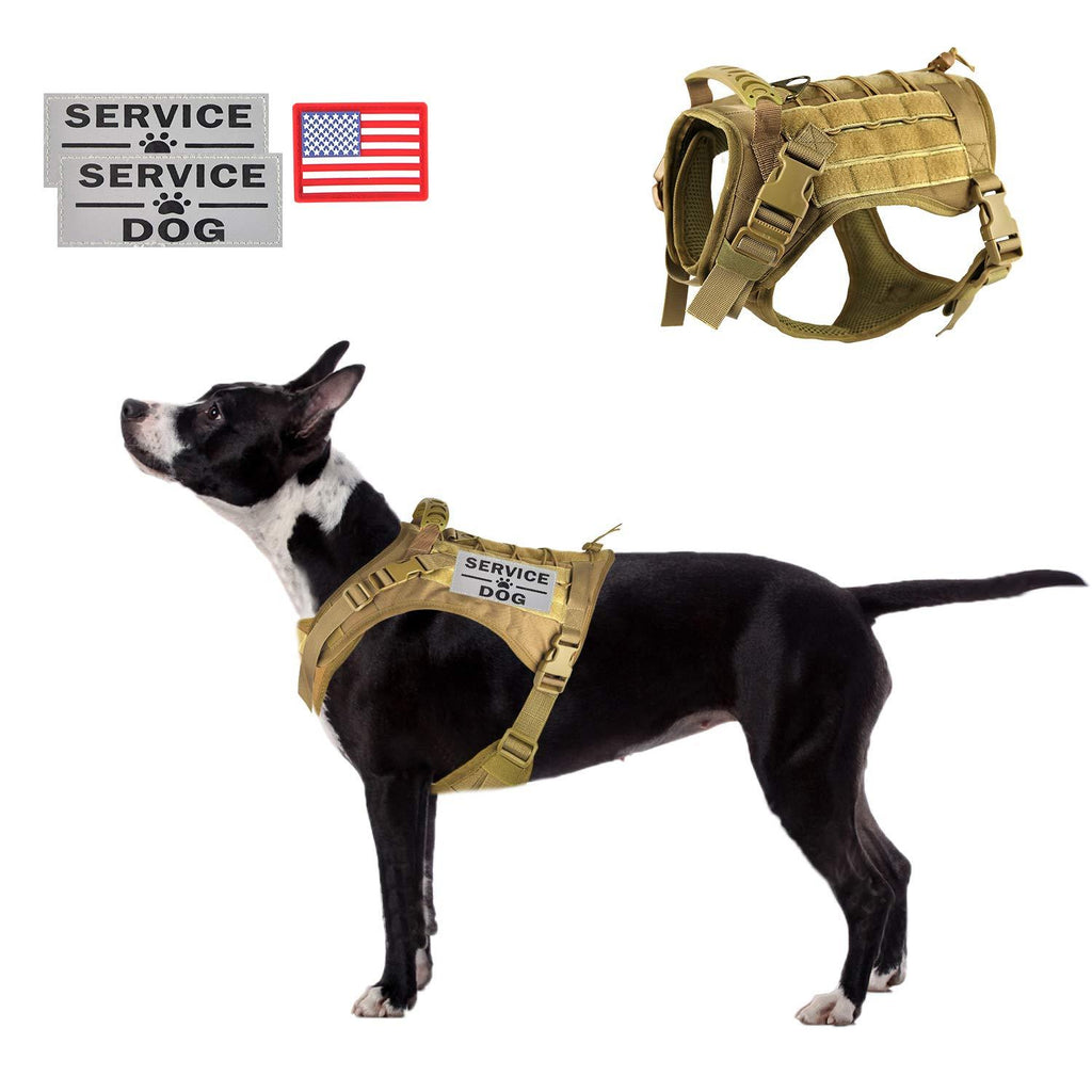 [Australia] - Tactical Service Dog Harness Vest,K9 Adjustable Work Water-Resistant Military Comfortable Molle Handle with Extenrder Strap XL Khaki 