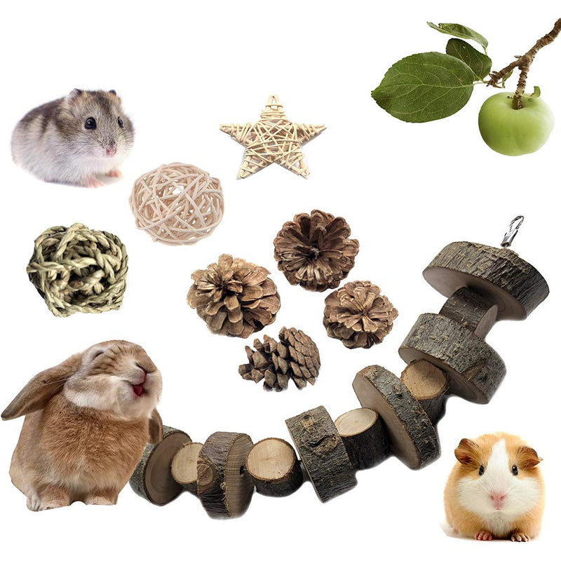 VCZONE Rabbit Chew Toys, Pet Bunny Tooth Chew Toys Organic Natural Apple Wood Grass Cake Ideal for Bunny, Chinchilla, Guinea Pigs, Hamsters Teeth Grinding style A - PawsPlanet Australia